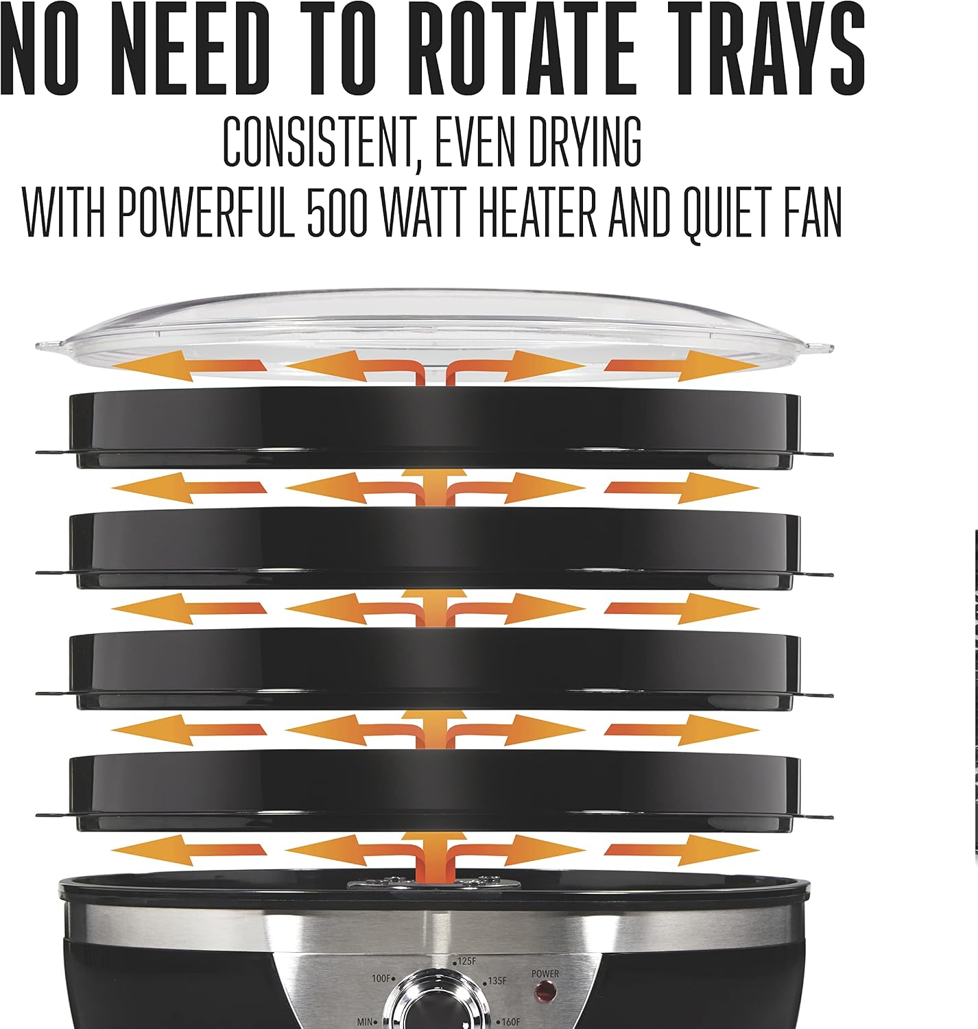 Weston Food Dehydrator Machine for Jerky, Fruit, Meat, Herbs, Vegetables, with Temperature Control (100-160F), 4 Stackable Trays (3 Sq. Ft.), Black & Stainless Steel Accents (75-0640-W)