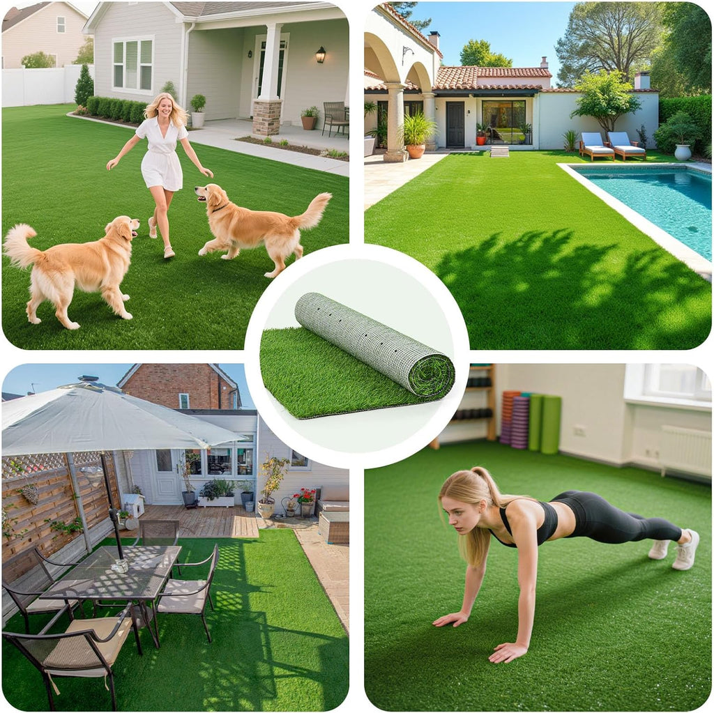 6x10FT Artificial Grass Pad Indoor Outdoor: Fake Grass Turf with Drainage Holes, Pet-Friendly Dog Grass Mat, Perfect for Garden Lawn Balcony Patio Backyard Wedding Christmas Decoration