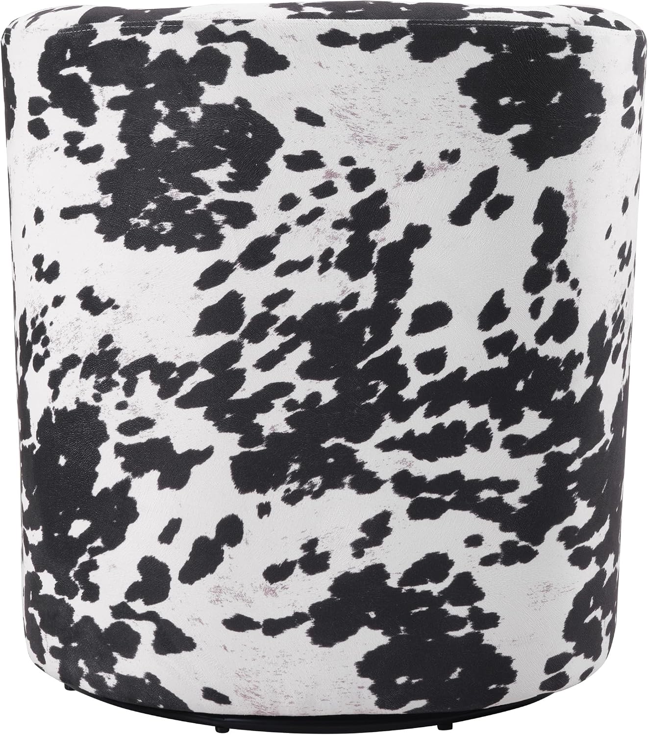 OSP Home Furnishings Lucia Modern Barrel Swivel Accent Chair, Black Cow Print Fabric