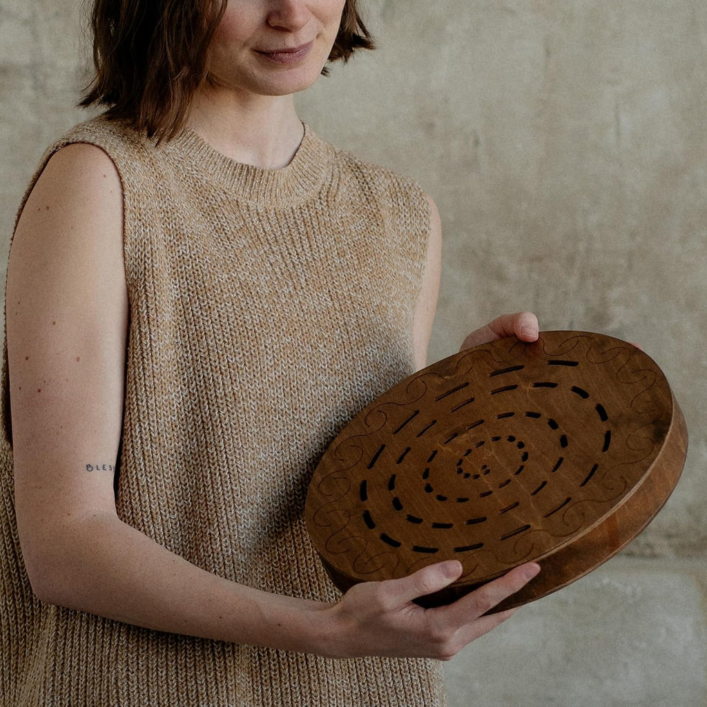 Water-Fall Disc — Wooden Ocean Drum, Swirl, 12' (30 cm) | Realistic Ocean Waves & Waterfall Sound for Meditation & Yoga | No Bag
