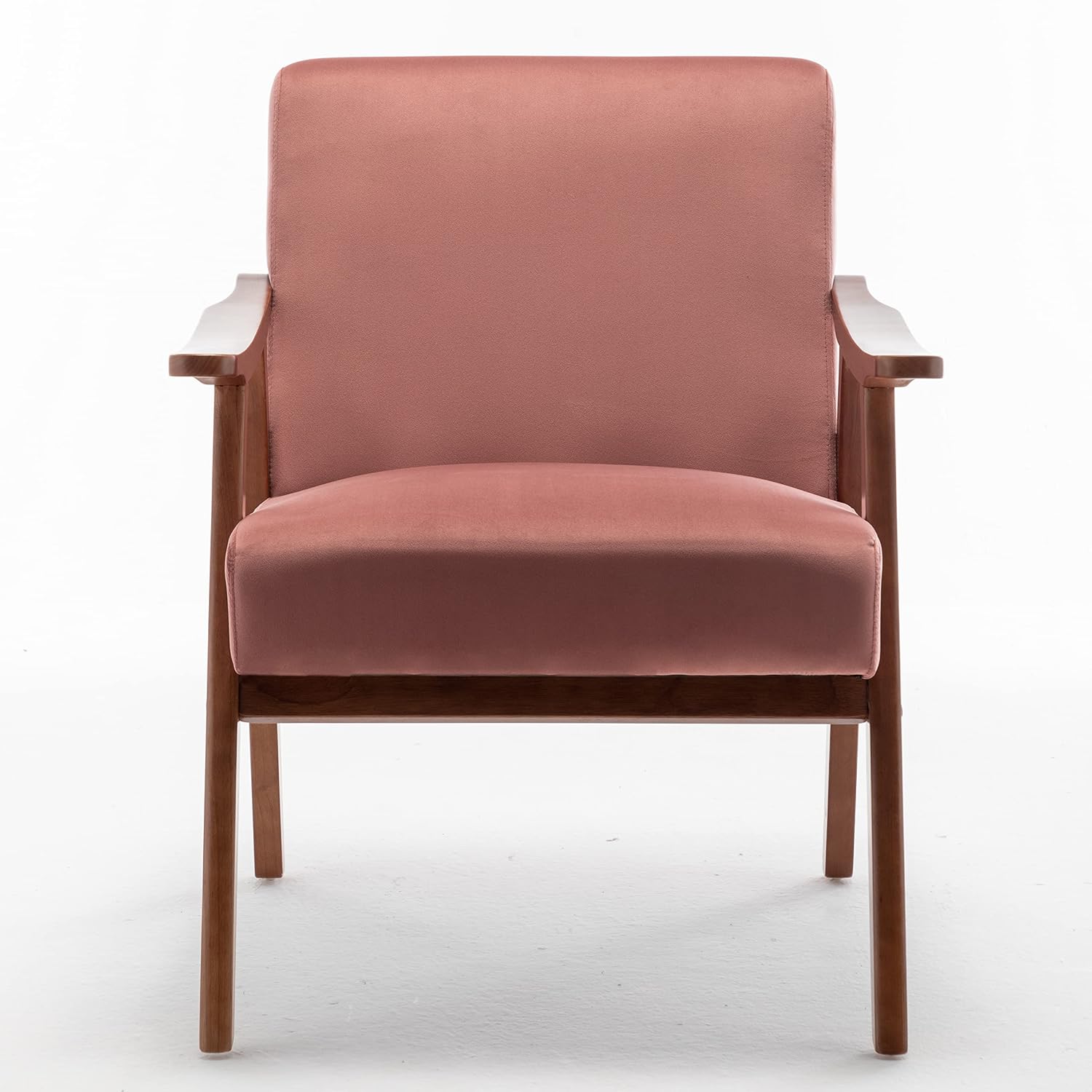 Container Furniture Direct Accent Chair with Microfiber Upholstery and Solid Wood Frame, Classic Mid-Century Modern Living Room Furniture for Extra Seating, Rose