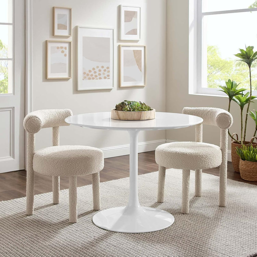 Modway Lippa Round 40' Mid-Century Modern Dining Table in White