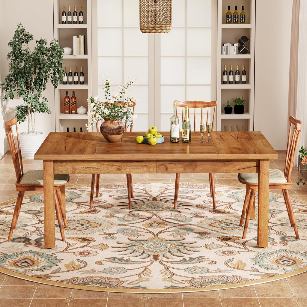 Tribesigns 70.87' Modern Farmhouse Dining Table for 6-8, Solid Wood Legs & MDF Top, Heavy Duty 350lb Capacity, Large Rectangle Kitchen Dinner Table, Easy Assembly