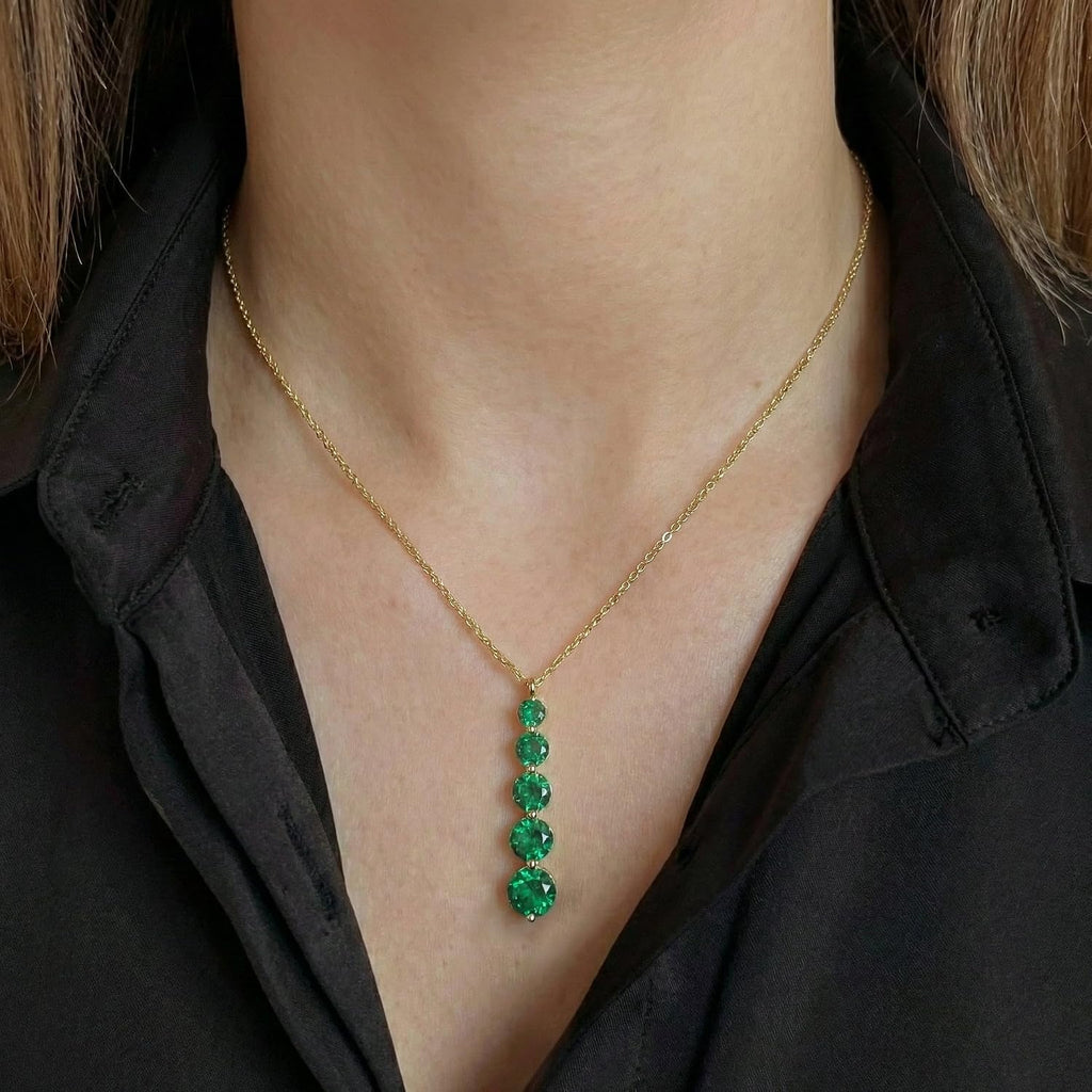 GOODSTONE JEWELS Linear Drop Pendant Necklace for Women in Yellow Gold Plated | Size 16+2 Inch Cable Chain with Lobster Clasp | Natural Birthstone Jewelry Gift for Her