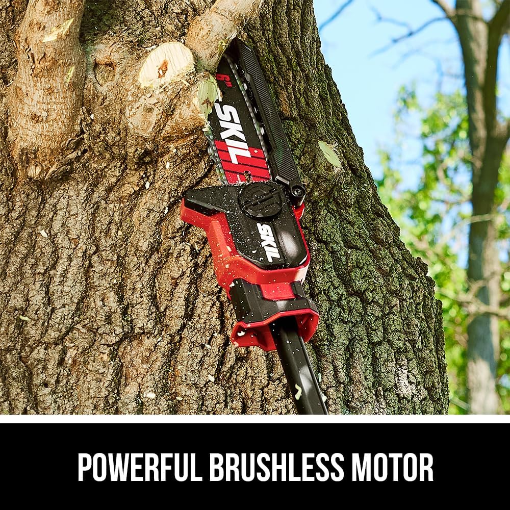 SKIL PWR CORE 20 Brushless 20V 6' Telescopic Mini Chainsaw Kit with Up to 2.8 feet Including 2.0Ah Battery and Charger-PR0601B-11
