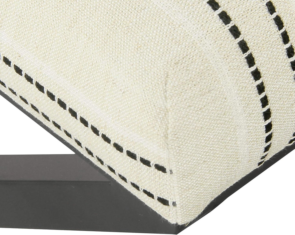 Homepop Home Decor | Modern Square Ottoman with Metal X Base | Ottoman for Living Room & Bedroom | Decorative Home Furniture (Black and White Stripe)