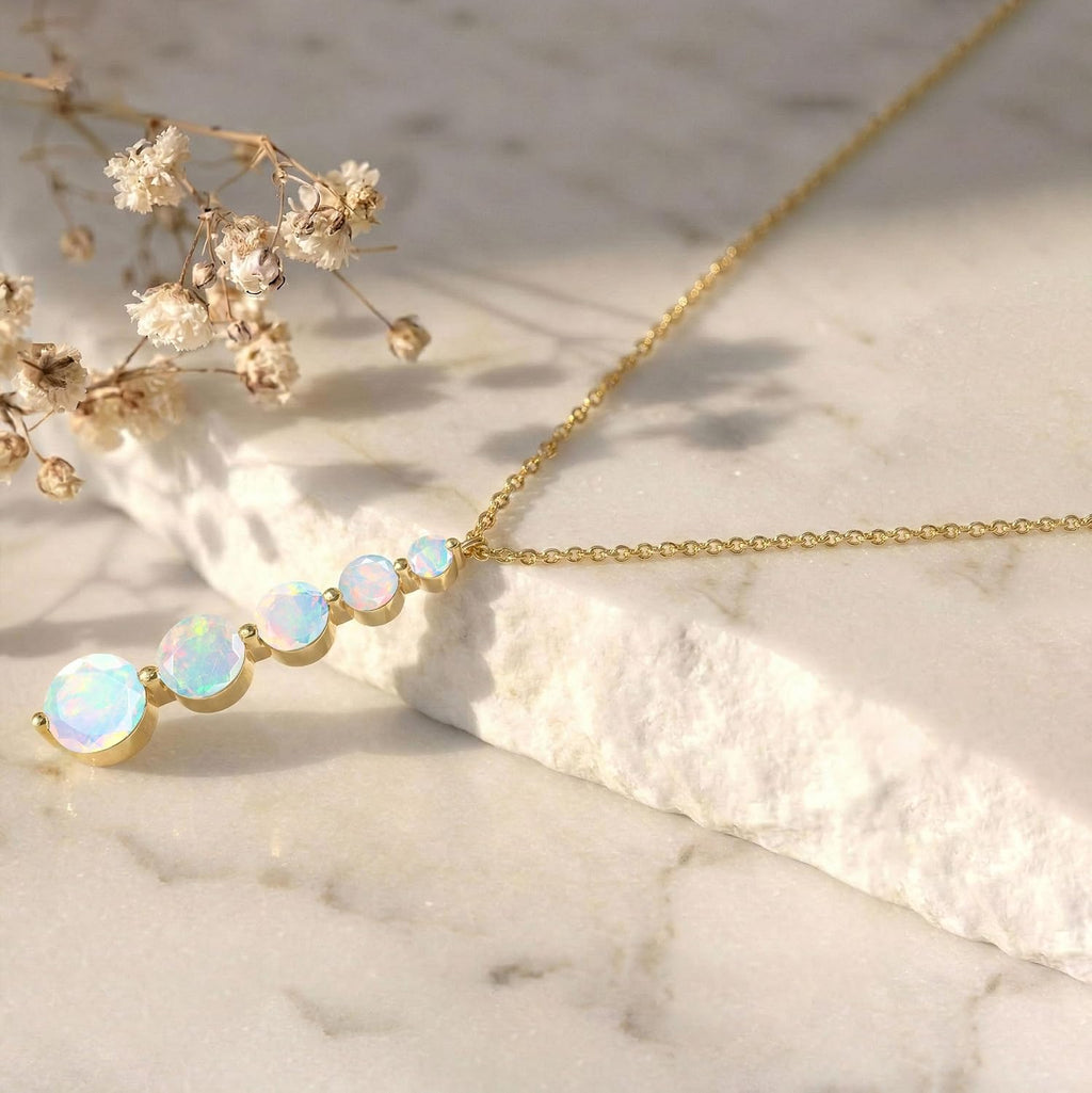 GOODSTONE JEWELS Linear Drop Pendant Necklace for Women in Yellow Gold Plated | Size 16+2 Inch Cable Chain with Lobster Clasp | Natural Birthstone Jewelry Gift for Her