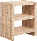 JONATHAN Y Praerie Woven Rattan and Mango Wood 3-Tier End Table, Bohemian Open Shelf Nightstand and Side Table for Living Room, Bedroom, Natural NST1000A