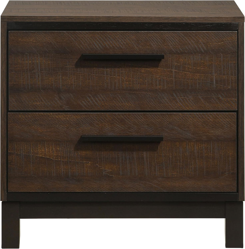 Coaster Home Furnishings Edmonton Farmhouse Engineered Wood 2-Drawer Bedroom Nightstand Bedside Table Organizer Unit Rustic Tobacco 204352