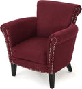 Brice Contemporary Scroll Arm Club Chair with Nailhead Trim, Wine and Dark Brown