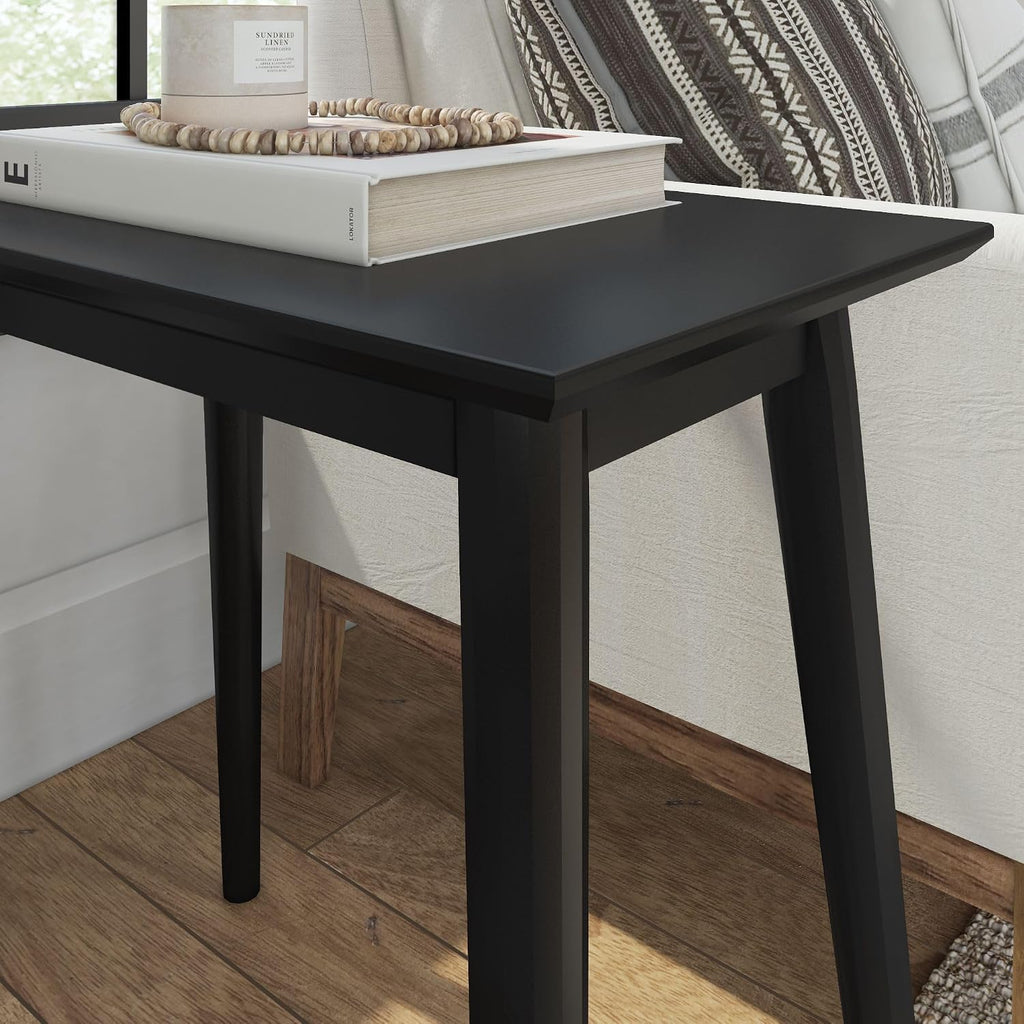 Plank+Beam Mid Century Modern Rectangular Side Table, End Table for Living Room, Wooden Bedside Table, Small End Table for Office Space, Black