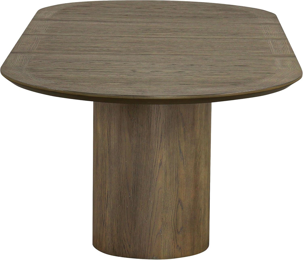 Furniture of America Vrusales Wooden 66 to 102-inch Extendable Oval Dining Table with Plinth Base, Seat up to 8 for Home Kitchen, Dinettes, Oak