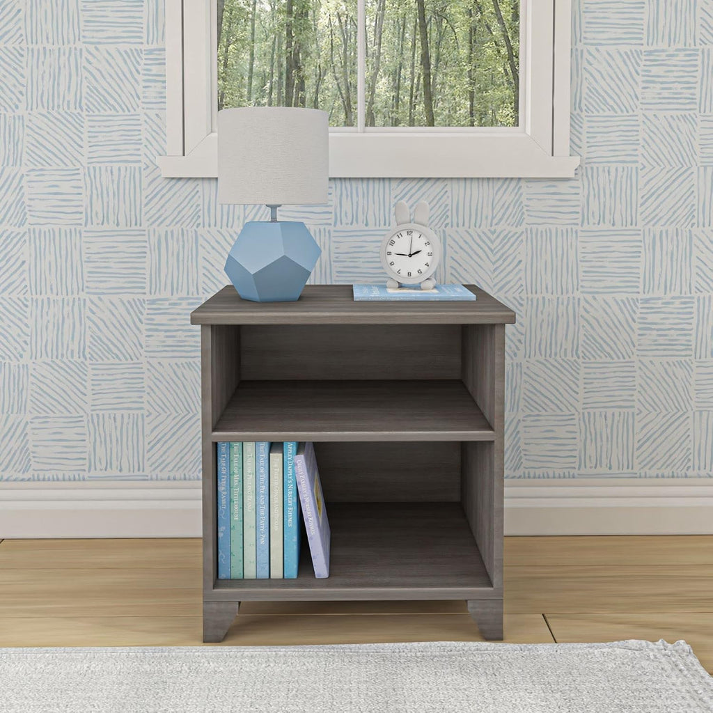Max & Lily Classic Wood Nightstand with Shelves, Kids Bedside Table/End Table, Small Nightstand for Bedroom, Clay