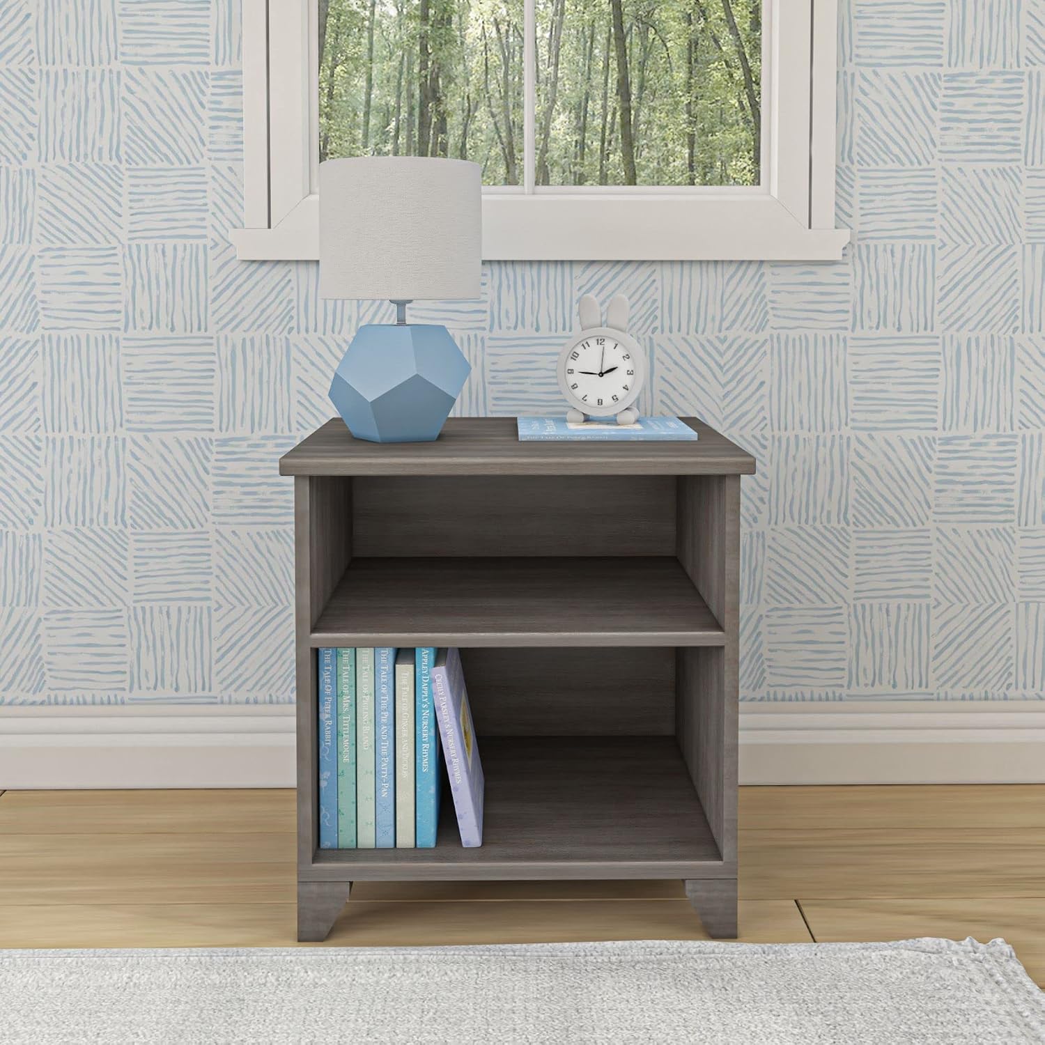 Max & Lily Classic Wood Nightstand with Shelves, Kids Bedside Table/End Table, Small Nightstand for Bedroom, Clay