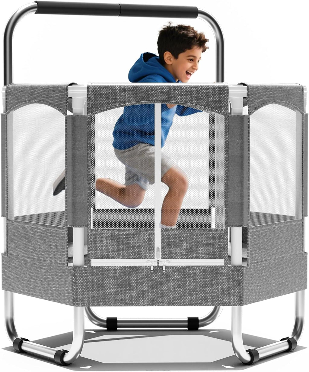 EL&IT·Wings 4.7FT/5.5FT Trampoline for Kids with Net, Indoor Outdoor Toddler Trampoline with Safety Enclosure, Safe Hexagon No-Gap Design, Birthday Gifts for Kids, Age 1-8