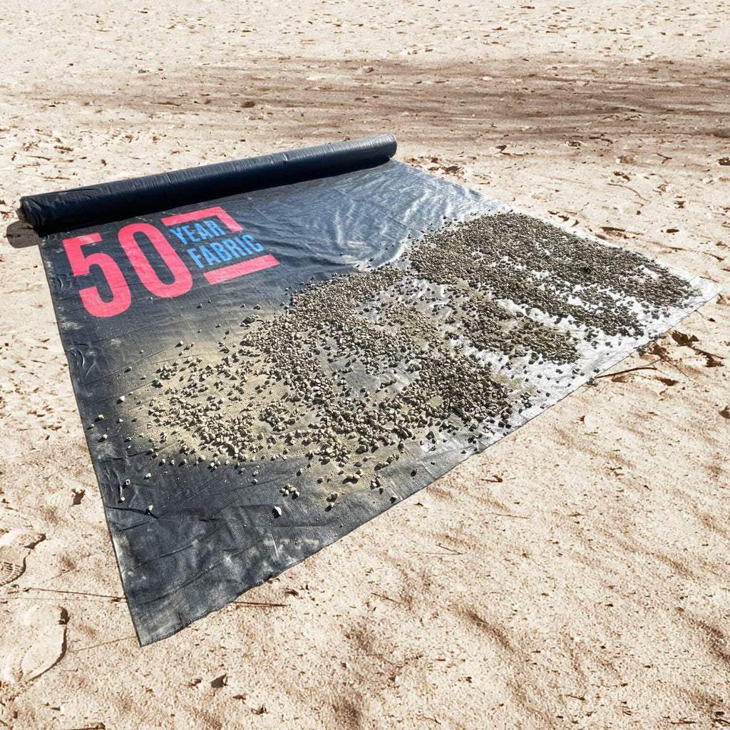 Sandbaggy 6 ft Heavy Duty Landscape Fabric | 50 Year Fabric | 6 oz Extra Thick Weed Barrier & Ground Cover for Rock & Gravel Landscaping | UV Resistant | 365 Weed Free Guarantee (1, 6 ft x 50 ft)