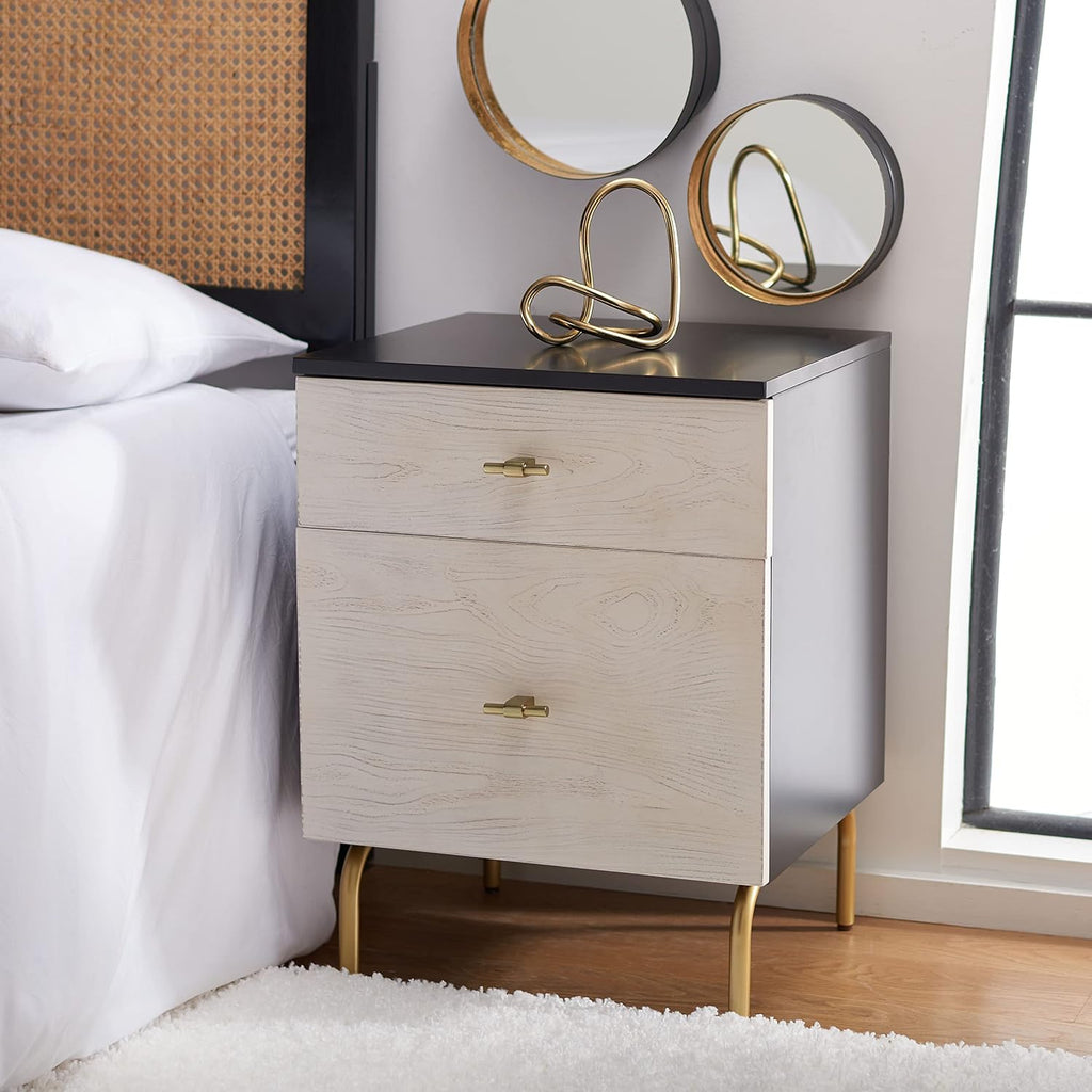 Safavieh Home Collection Genevieve Black/White Washed 2-Drawer Nightstand
