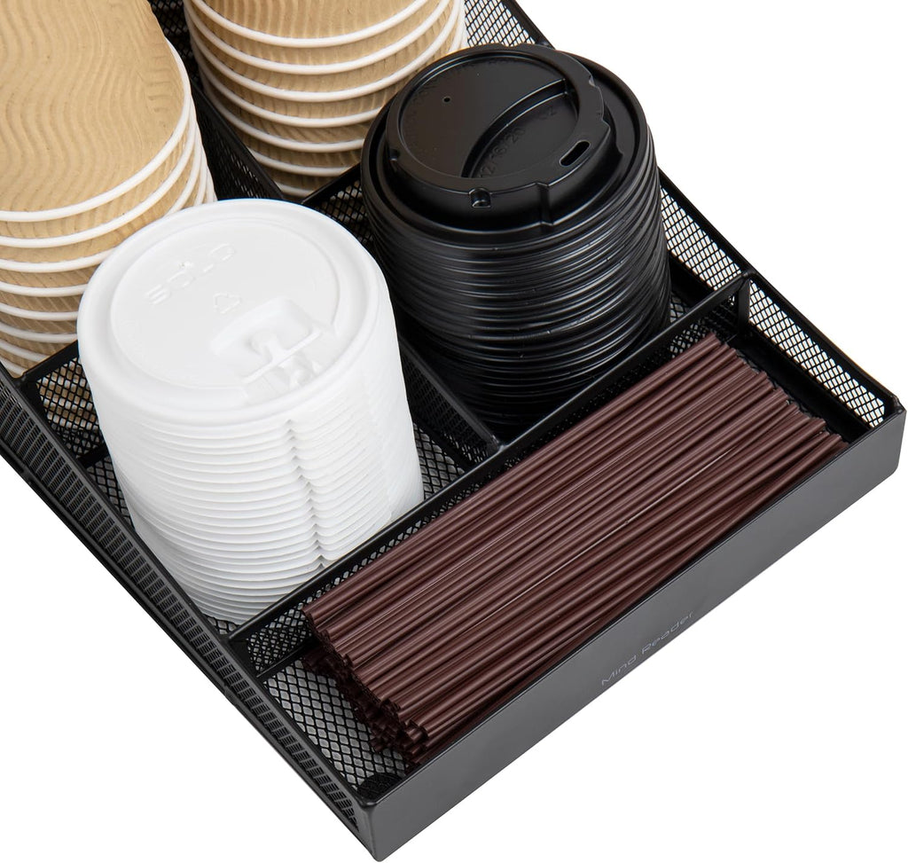 Mind Reader Countertop Organizer, Office Breakroom Supply Caddy, Desktop Organizer, Metal Mesh, Black (Pack of 6)