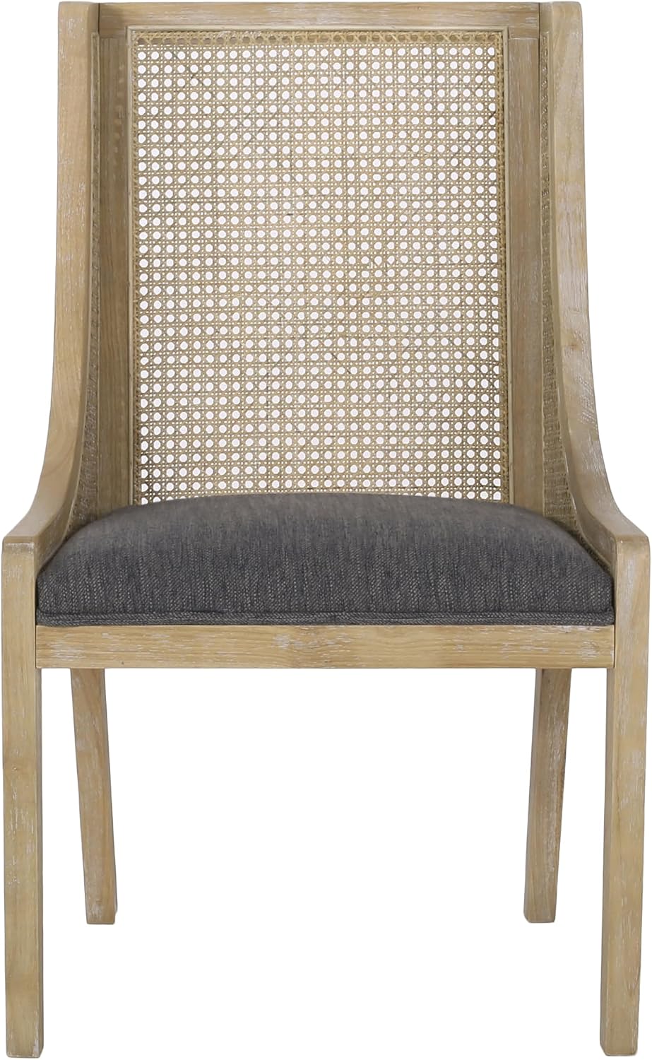 Maurers Upholstered Dining Chairs - Cane and Wood - Charcoal/Natural (Set of 2)