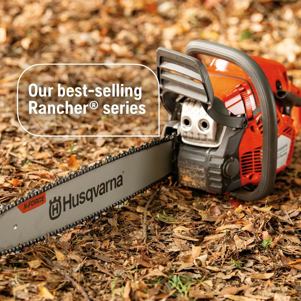 Husqvarna 450S Rancher Gas Chainsaw 20 Inch, 50.2-cc 3.2-HP, 2-Cycle X-Torq Engine, With Automatic Oiler, For Tree Pruning, Yard Cleanups and Firewood Cutting, Gifts For Men