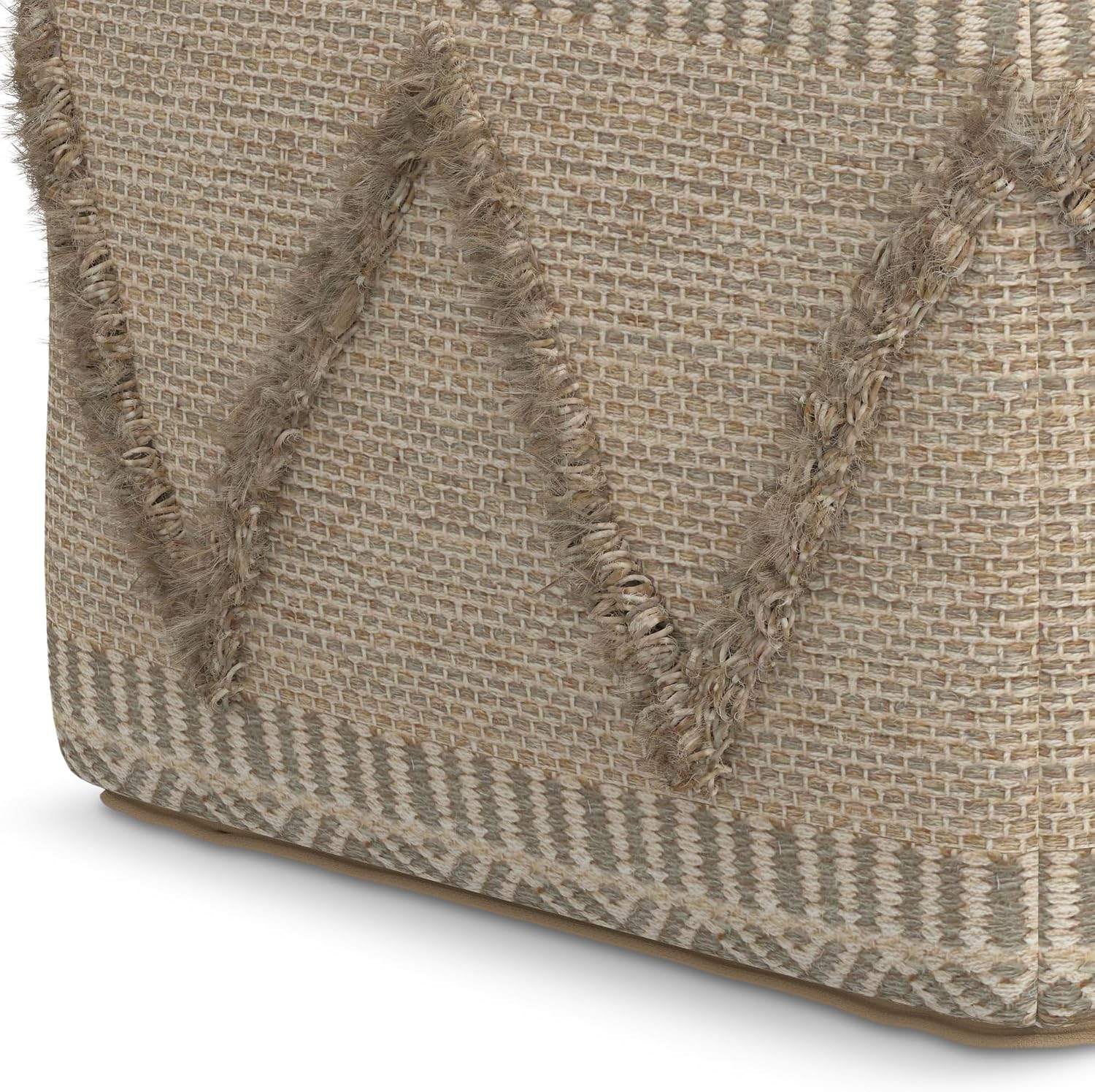 SIMPLIHOME Sweeney Boho Square Pouf in Brown Handloom Woven Pattern for the Living Room, Bedroom and Kids Room
