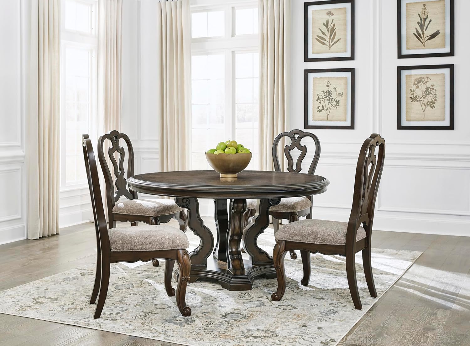 Signature Design by Ashley Maylee Classic Upholstered Armless Dining Chair, Set of 2, Dark Brown