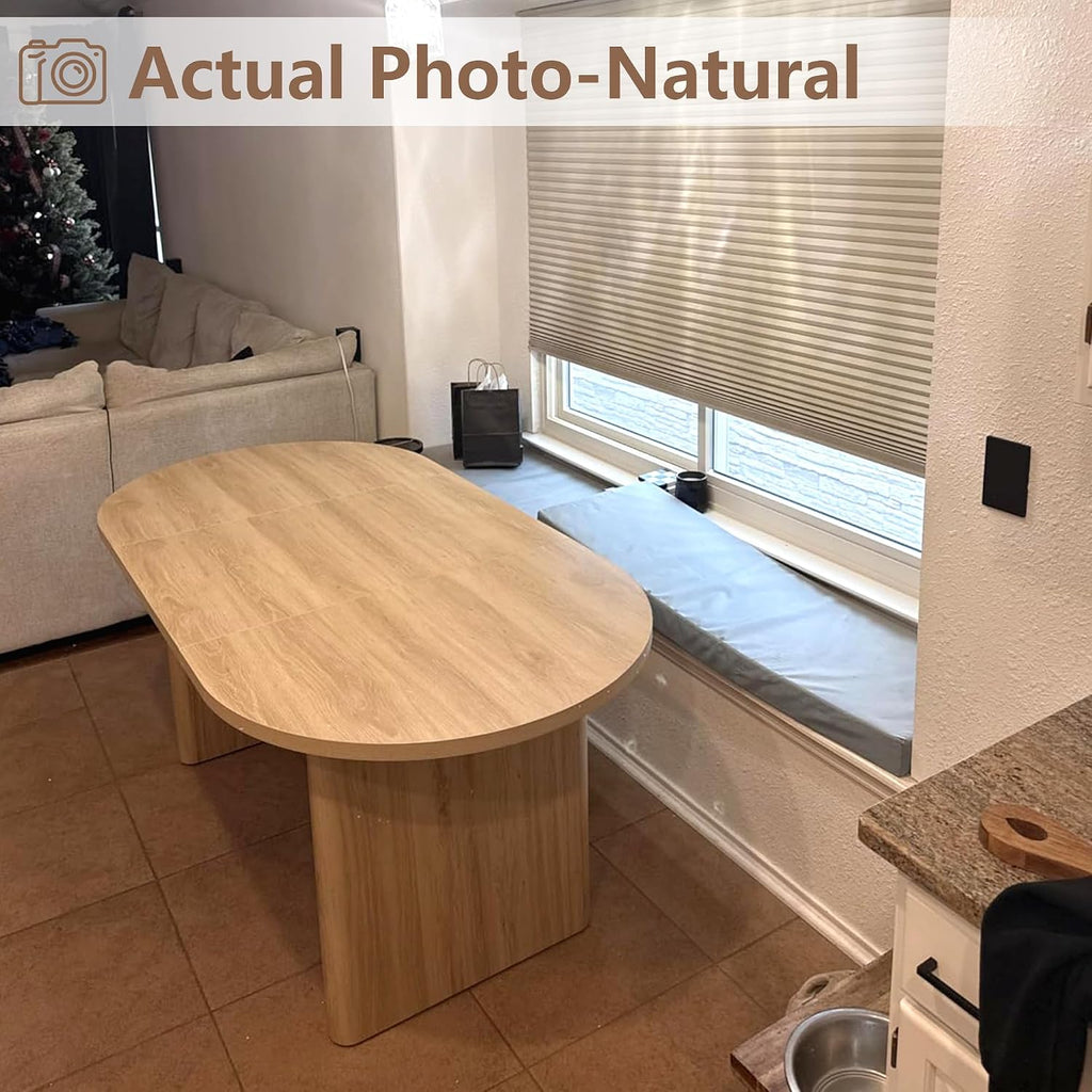 GarveeHome Oval Dining Table for 6-8 People, Long Large Kitchen Table with Thick Sturdy Wooden Base, Farmhouse Dining Room Table for for Kitchen, Living Room, Office (70.87' Long,Natural)