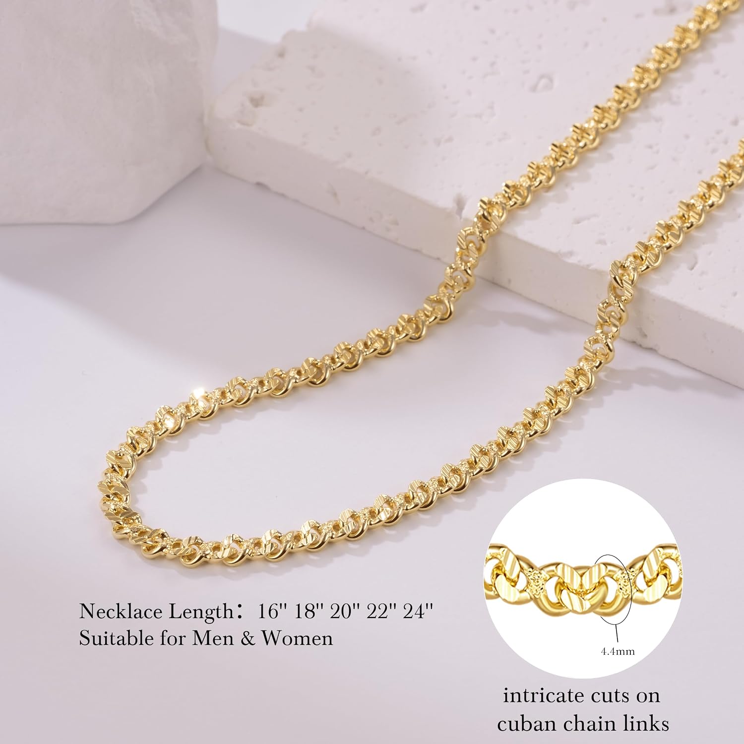 14K Gold Necklaces for Women Gold Necklace for Women Diamond-Cut Cuban Link Chain for Womens Cuban Link Chain for Men Traditional Artistry with Modern Flair Chunky Necklace Chains for Womens
