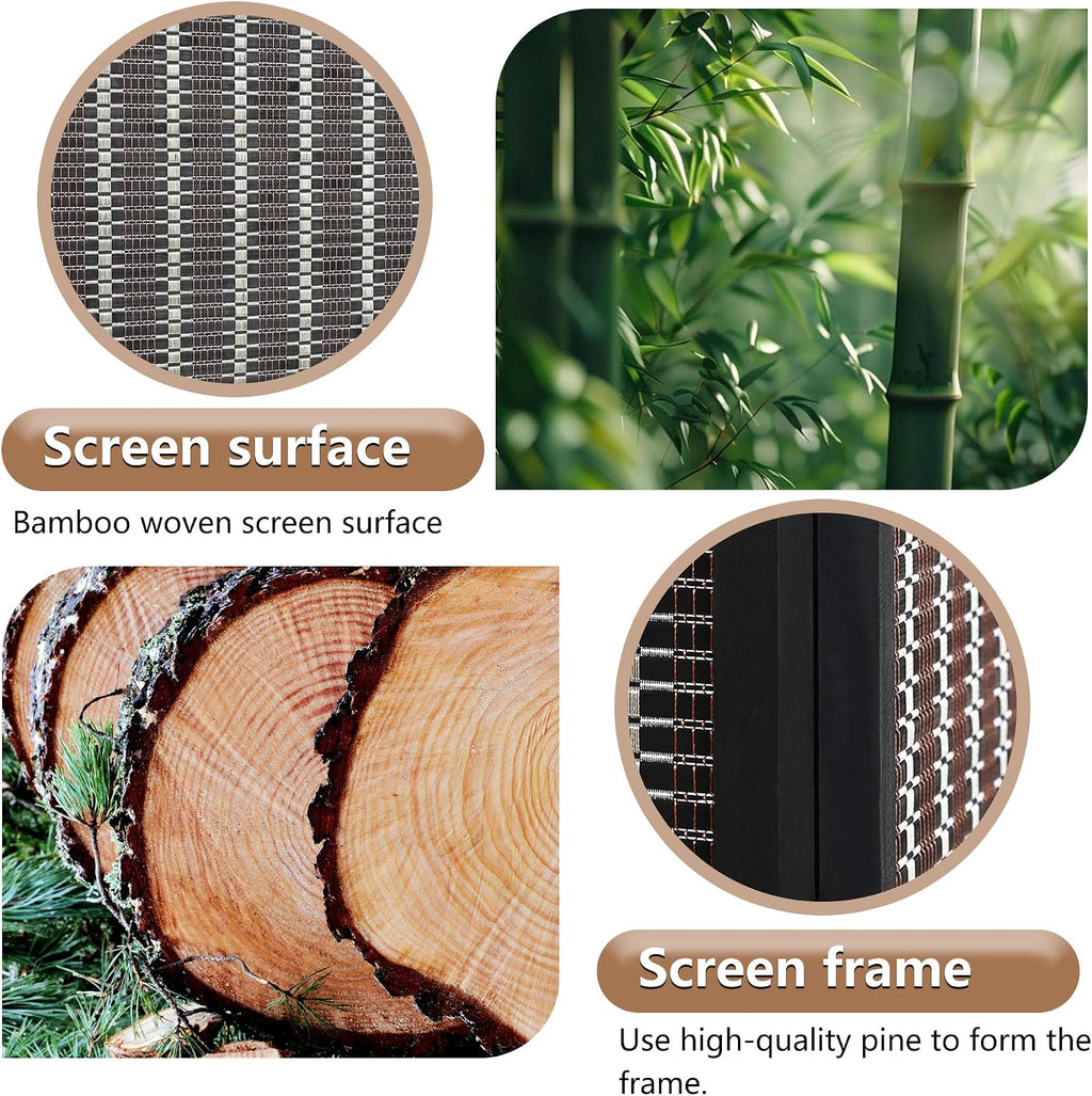 FDW Bamboo Room Divider Folding Privacy Screen 6 Panel 70 Inches High 17 Inches Wide Room Divider for Bedroom Office Study,Coal Black
