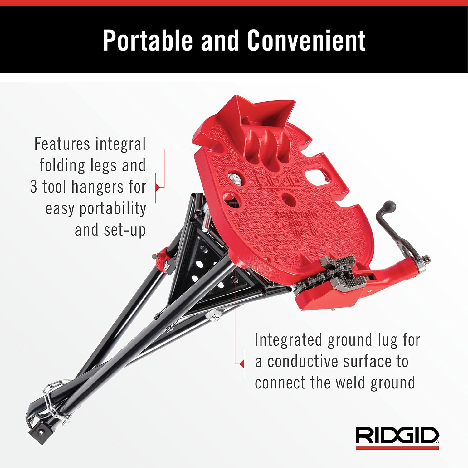 Ridgid 36273 Portable Tristand Chain Vise, Red