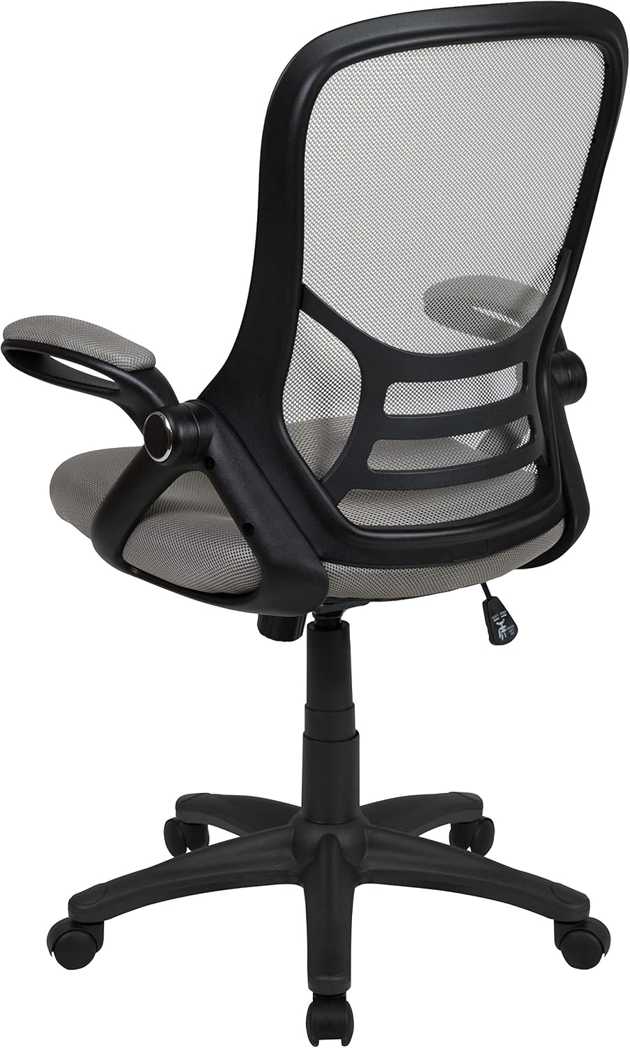 Flash Furniture Porter High-Back Swivel Office Chair with Adjustable Lumbar Support and Seat Height, Ergonomic Mesh Desk Chair with Flip-Up Armrests, Gray/Black