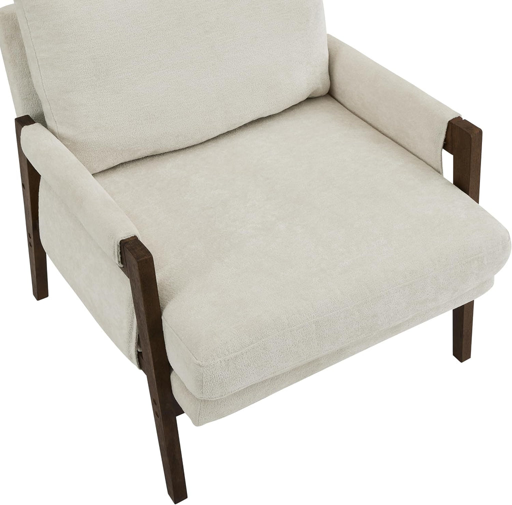 Roundhill Furniture Kelly Mid-Century Modern Accent Armchair, White