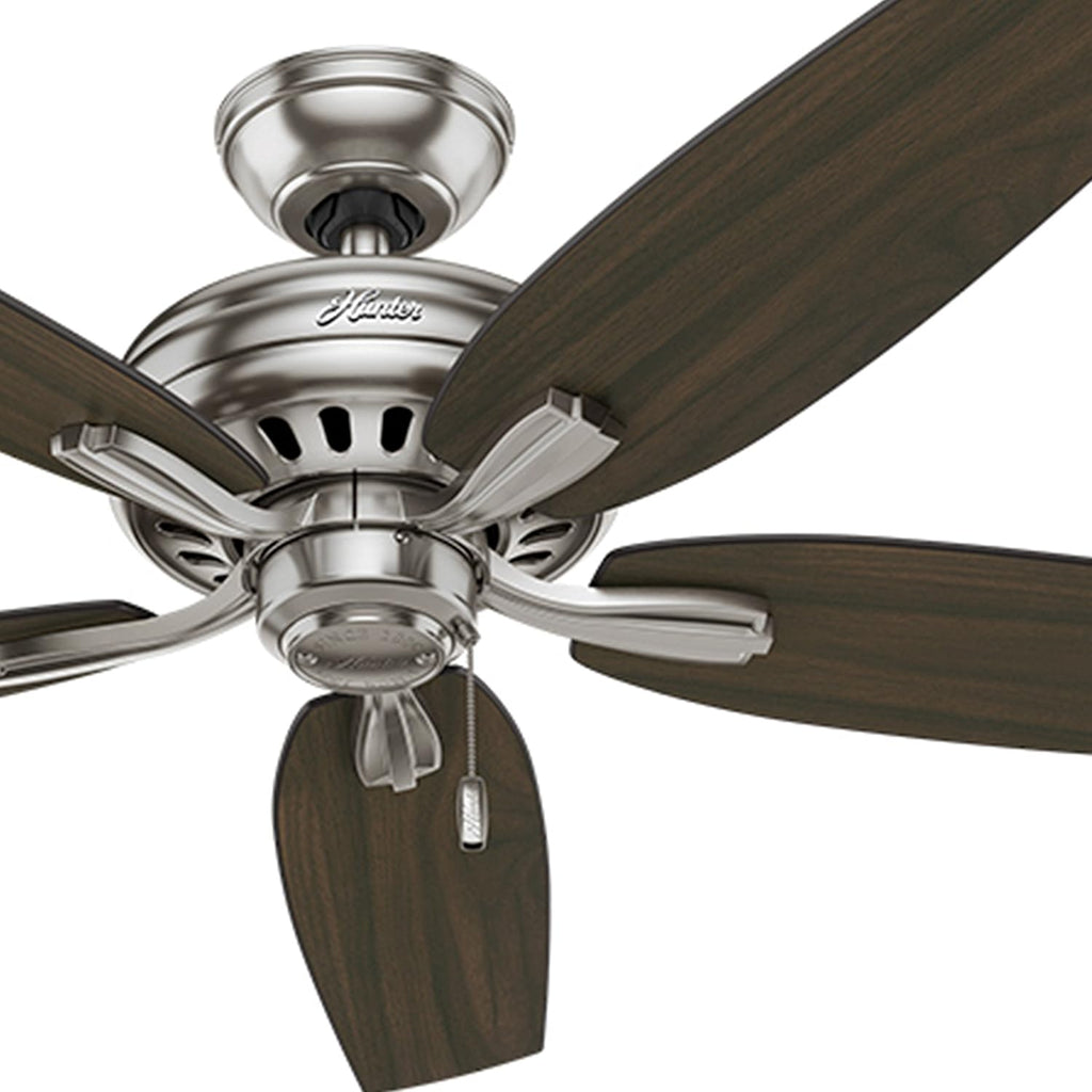 Hunter Fan 52 inch Ceiling Fan in Brushed Nickel with 5 Dark Walnut Reversible Blades (Renewed) (Brushed Nickel)