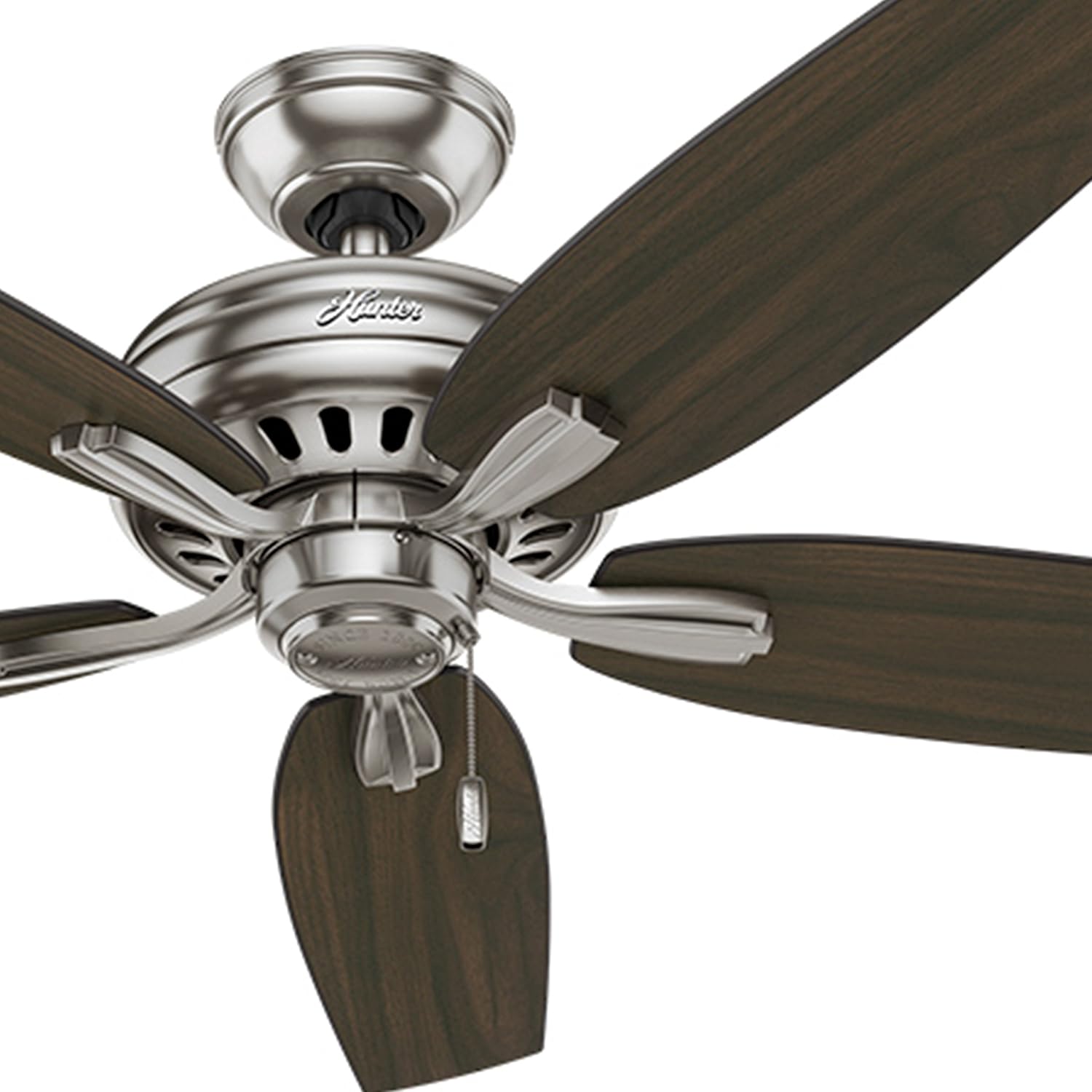 Hunter Fan 52 inch Ceiling Fan in Brushed Nickel with 5 Dark Walnut Reversible Blades (Renewed) (Brushed Nickel)