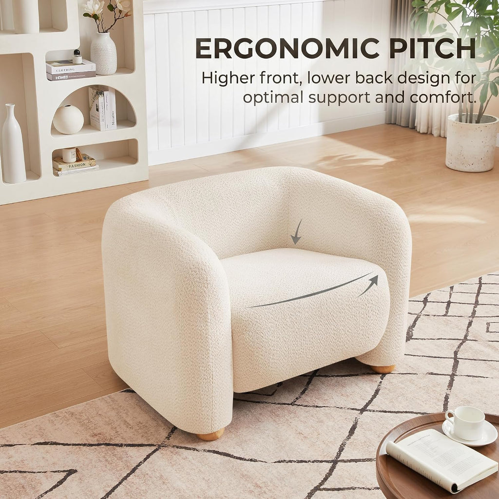 Mofolit 40' Modern Accent Chair Reading Chair Oversized Barrel Chairs for Living Room Bedroom Apartment (1, Khaki)