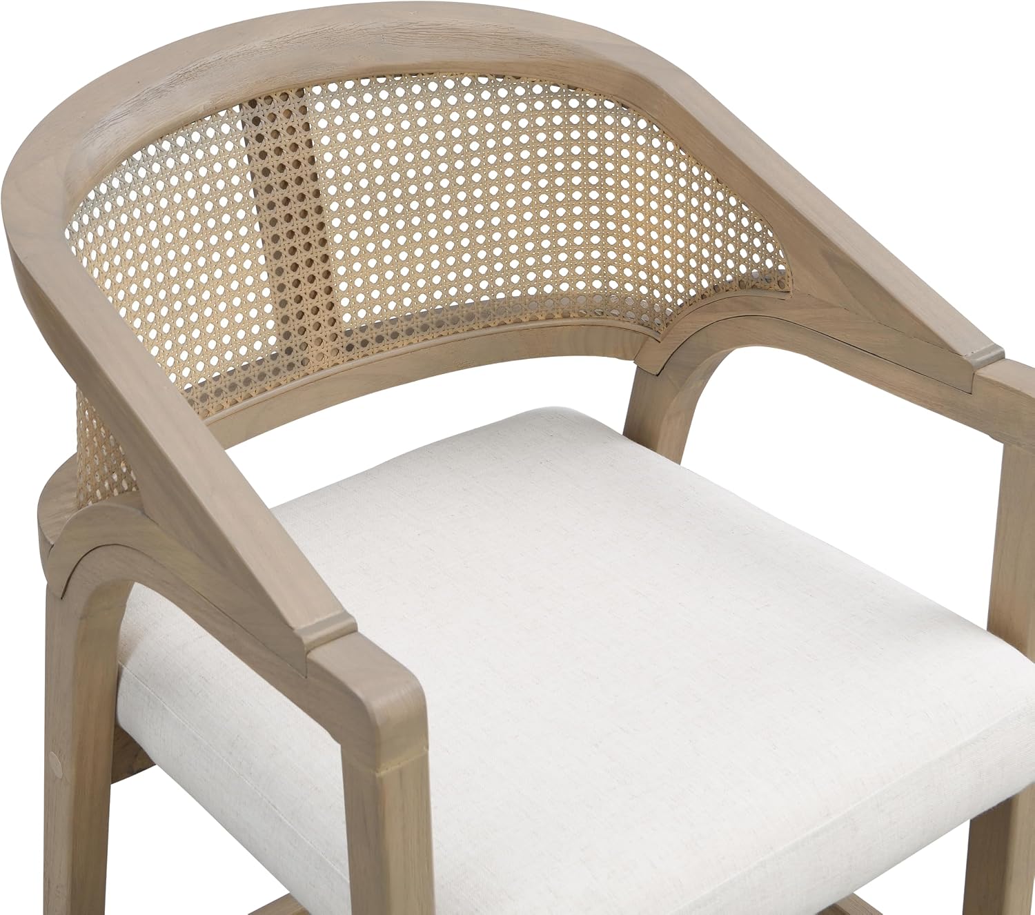 Christopher Knight Home Set of 2 Morley Wooden Counter Stool,Dining Room/Kitchen Island Barstool with footrest, Curved Backrest,Wicker/Cane Accents,Soft Removable Cushions, Light Beige+Light Ash