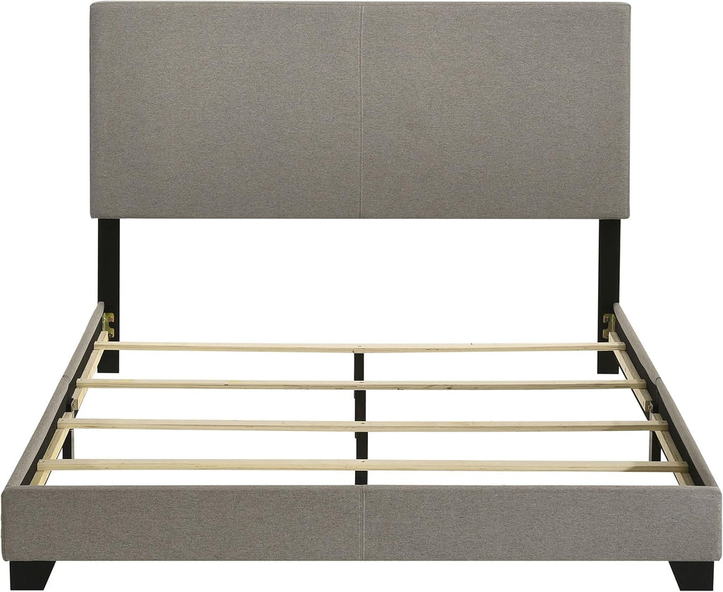 Coaster Home Furnishings - Dorian - Fabric Upholstered Wood Panel Bed with Padded Headboard, Wood Legs and Transitional Style - Bedroom - Queen Size - Taupe - 300851Q