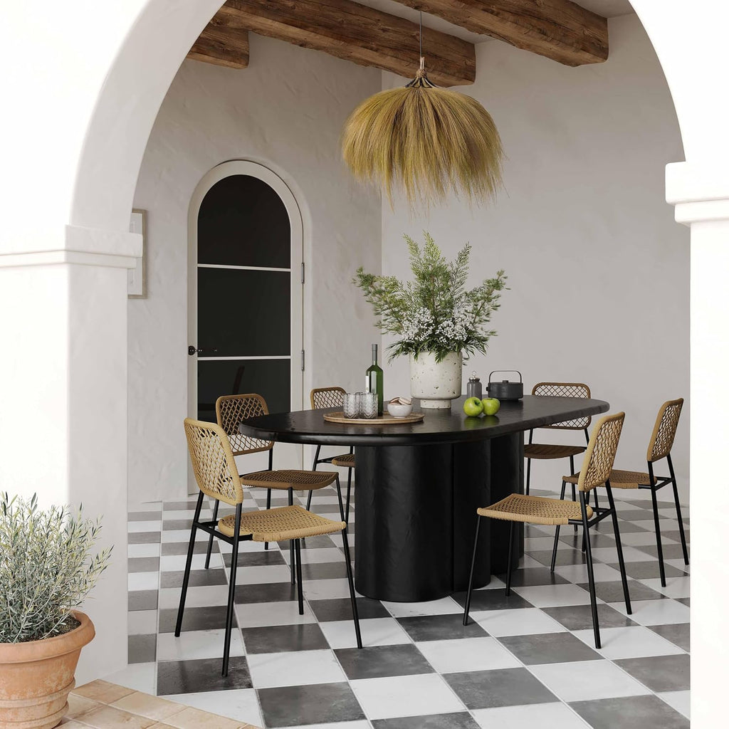 Tov Furniture Elika Black Faux Plaster Oval Dining Table