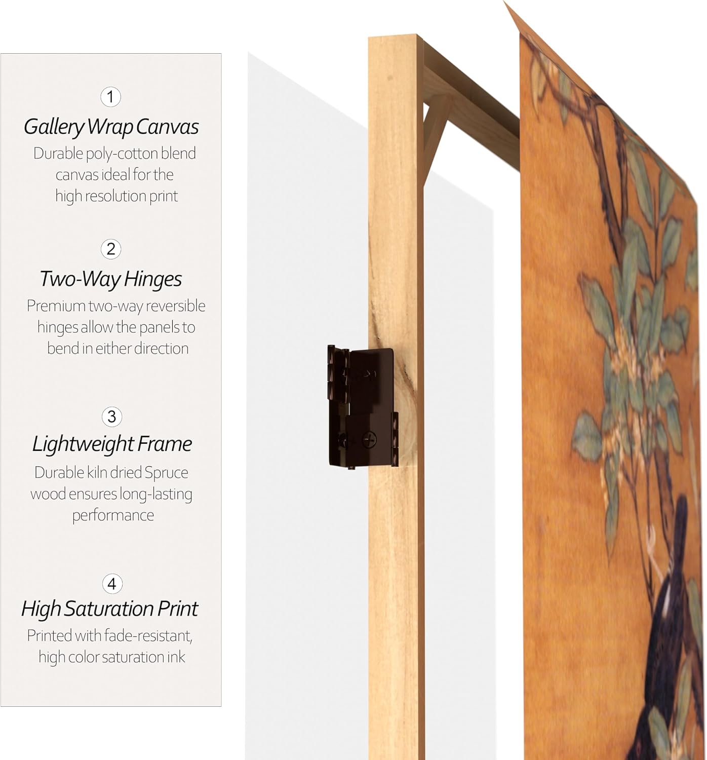 Oriental Furniture 6 ft. Tall Double Sided Chinese Landscapes Canvas Room Divider,Brown