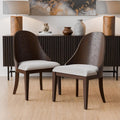 Furniture of America Goddard Modern Solid Wood Brown Dining Chairs Set of 2, Comfortable Upholstered Seating for Home, Kitchen, Living Room, Dark Walnut