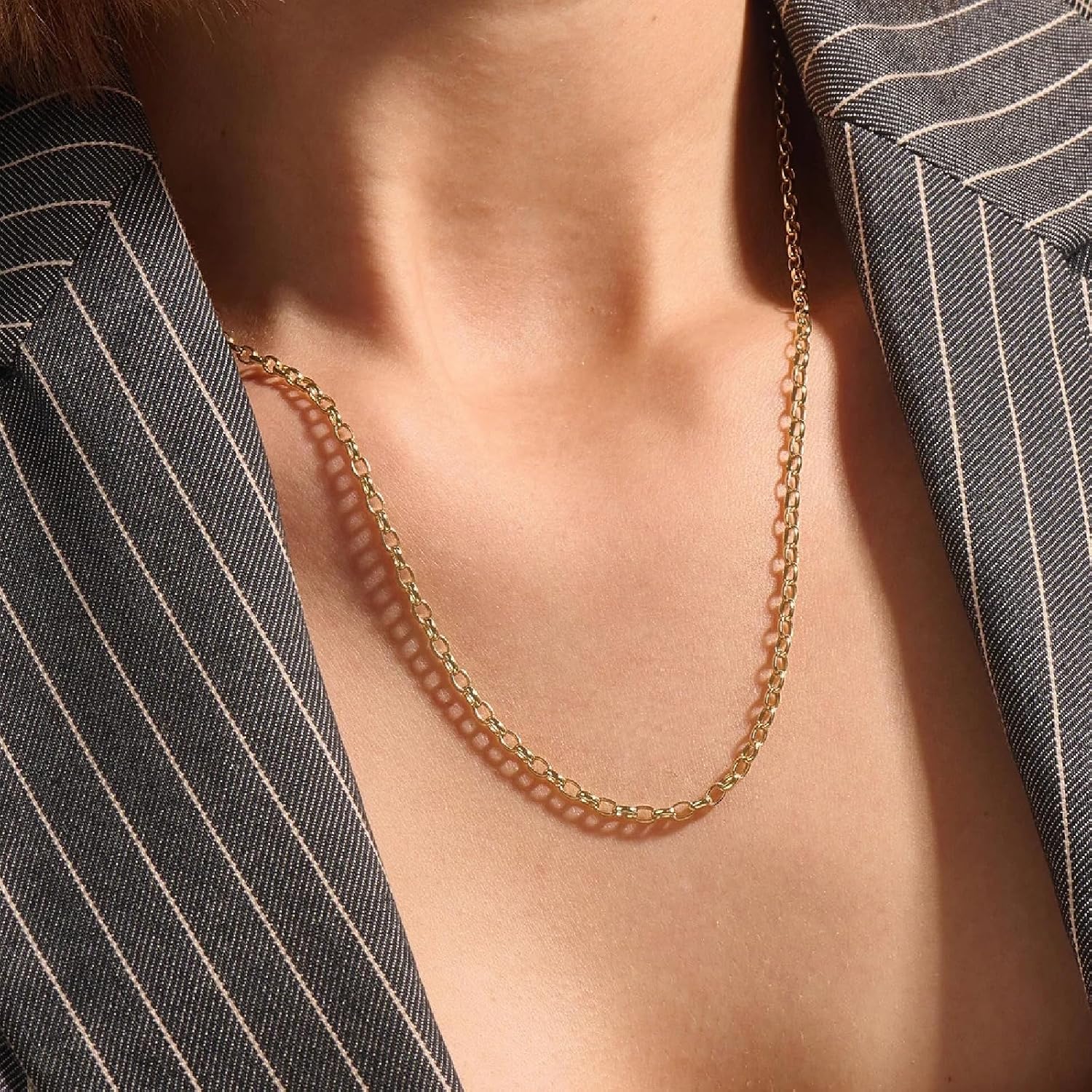 Dacc & Aya Solid 10K Gold Rolo Necklace Real Gold Round Rolo Link Chain for Men Women Diamond Cut Chain with Lobster-Claw Clasp, Sturdy and Shiny 1.5/2/3mm, 16-26 Inch