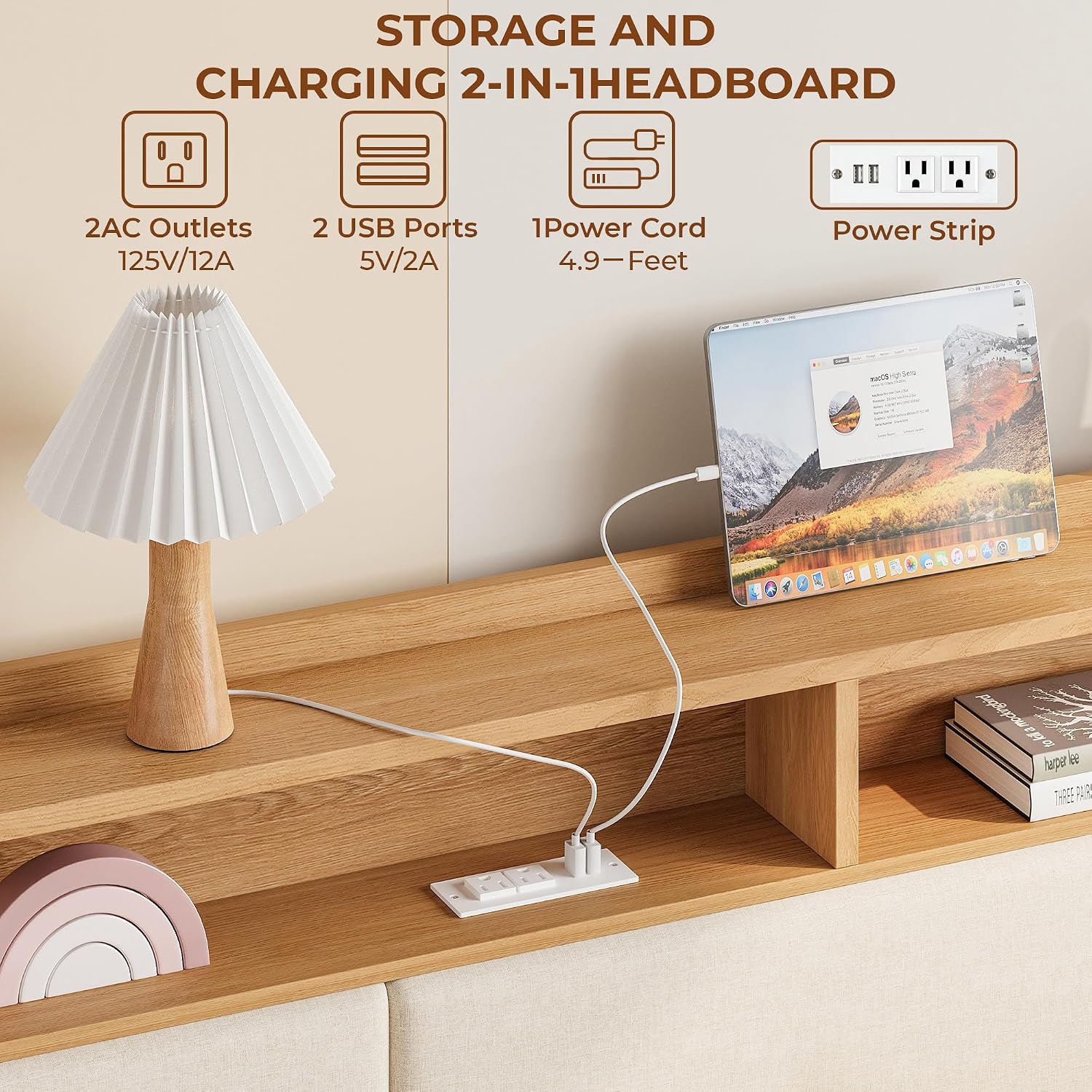 LIKIMIO Twin Daybed with Storage,Upholstered Headboard and Charging Station,White