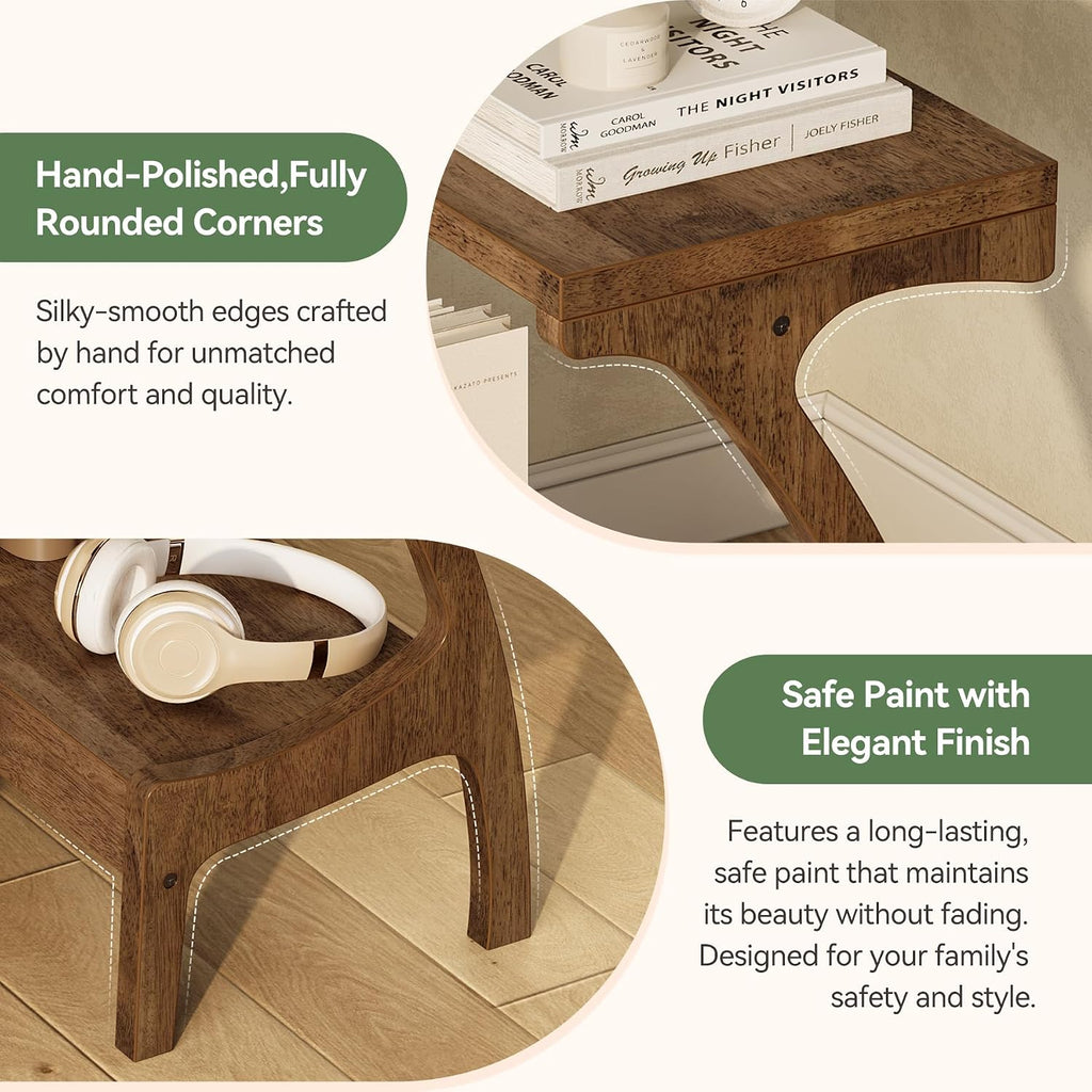 Solid Wood End Table with Storage Shelf, Small Accent Table for Living Room, Bedroom, or Office, Easy Assembly, Compact Side Table for Tight Spaces