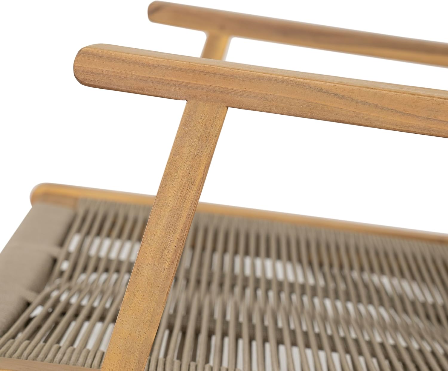 Christopher Knight Home Veera Patio Chair Set of 2 with Acacia Wood Frame and Handwoven Rope, Outdoor Lounge Chair, Stylish Outdoor Accent Chair for Garden/Deck/Backyard, Beige + Light Teak