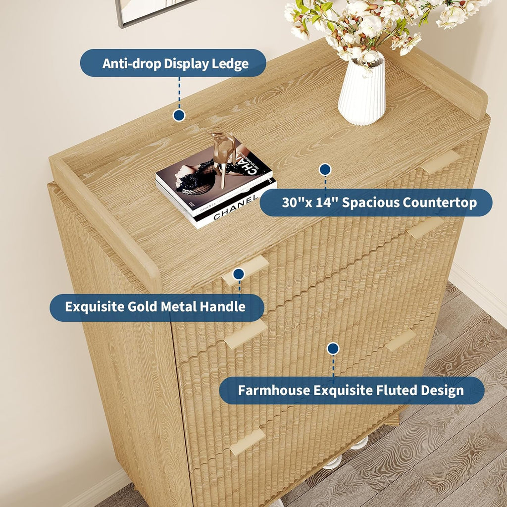 IDEALHOUSE 48' Tall Freestanding Fluted Shoe Storage Cabinet with 2 Flip Drawers, Hidden Narrow Shoe Rack Organizer Cabinet Storage for Entryway Living Room