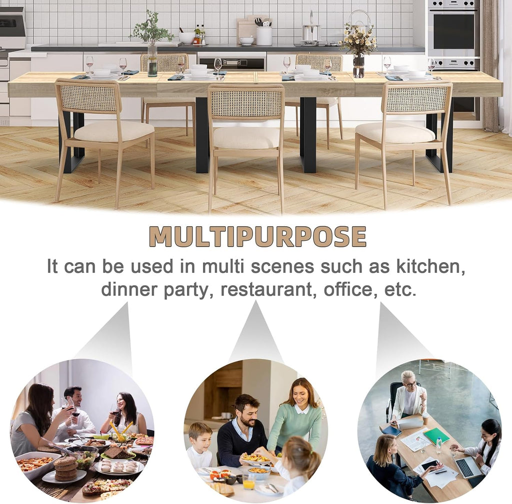 STHOUYN 63'-79' Extendable Dining Room Table Desk for 6 8 10, Modern Rustic Kitchen Expanding Table, Wooden Long Large Expandable Dining Room Conference Table for Kitchens (Natural Oak)