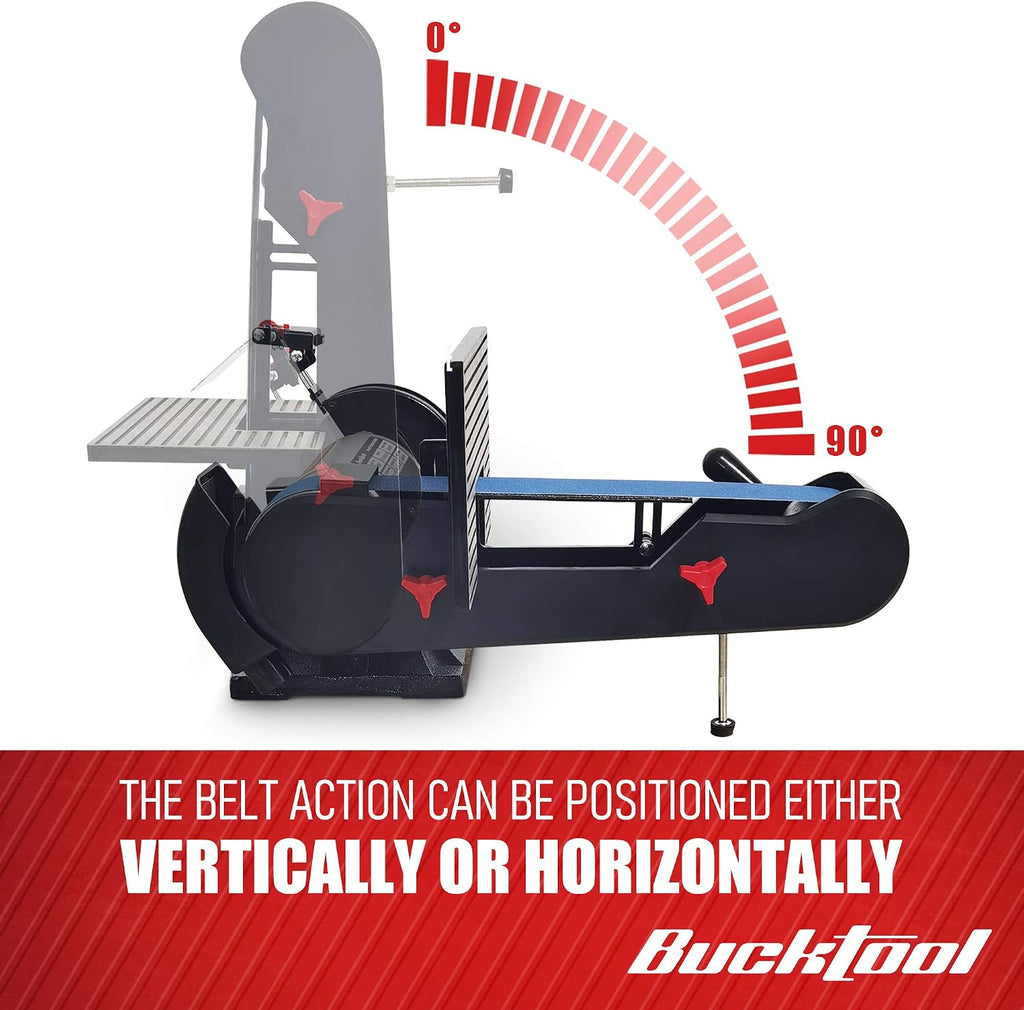 Bucktool 2 x 42 Belt Sander and 6 Inch Bench Grinder Combo, 1/2 HP 3.5 Amp Knife Sharpener for Knife Making, Metalworking, Woodworking, Benchtop Belt Grinder with Large Work Table