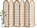 6 Panel Room Divider Wall Shoji Screen, Japanese Wood Room Divider for Room Separation, Folding Privacy Screen, Portable Room Partition for Home Office Restaurant - Natural