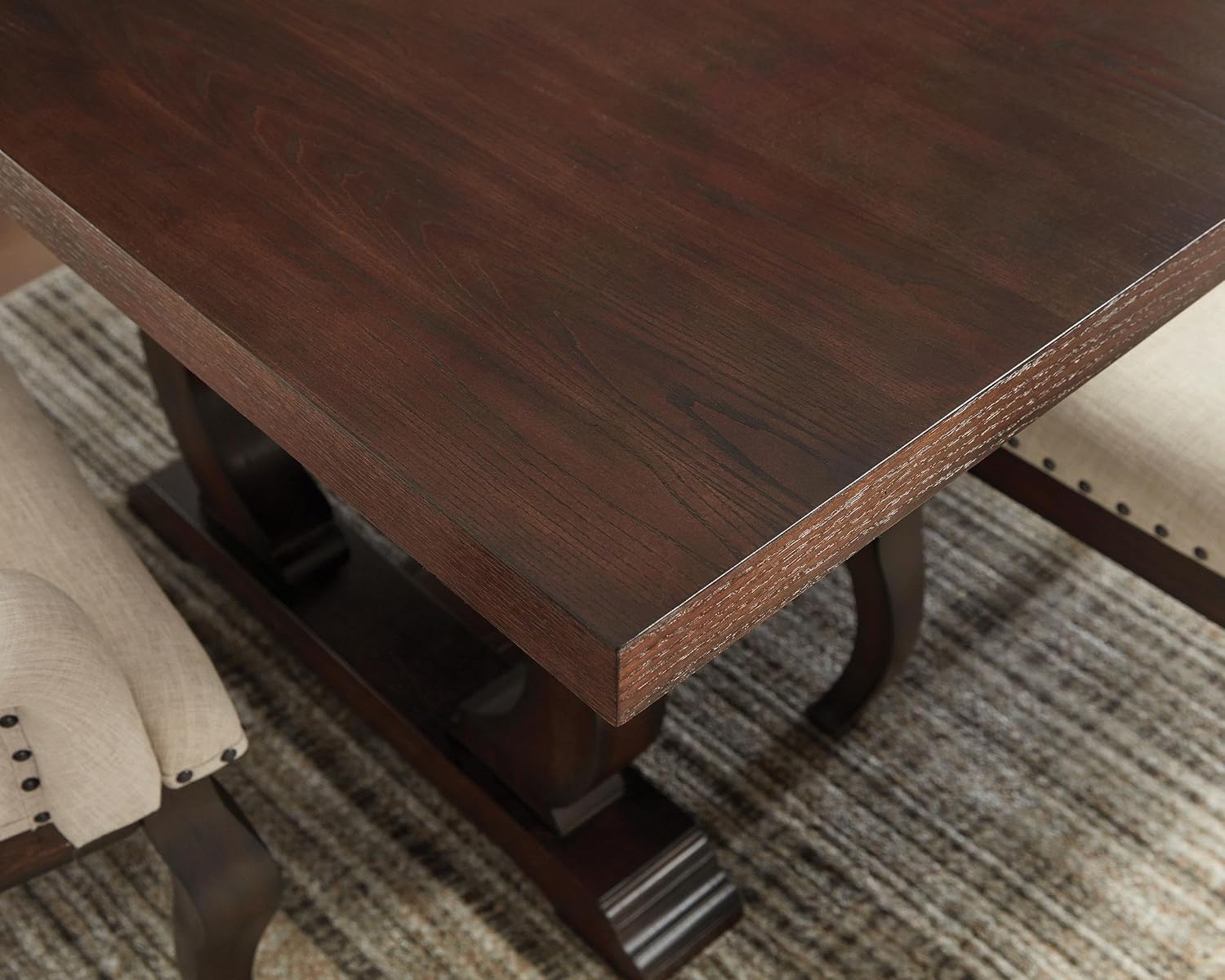 Coaster Home Furnishings - Brockway - Asian Hardwood & Veneer - Transitional Rectangular Dining Table with Extension Leaf and Trestle Base - Dining Room & Kitchen - 104 Inch - Antique Java - 110311