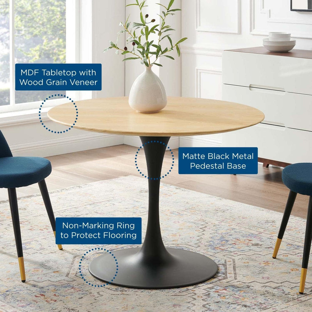 Modway Lippa Dining Table, 40', Black Natural